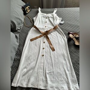 Ava & Viv White Dress with Brown Accents
